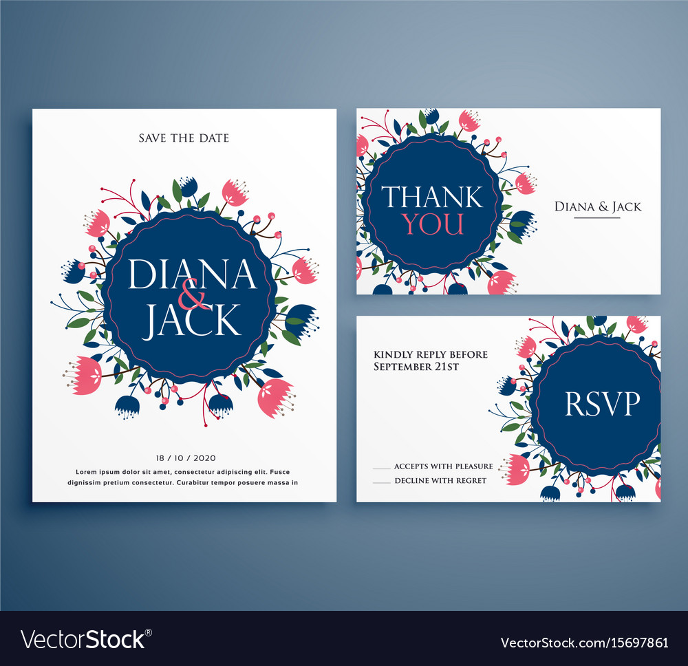 Wedding suite invitation card with flower