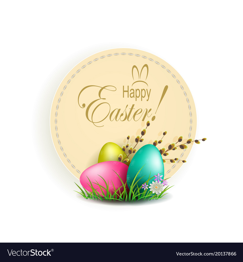 Design element round frame with easter eggs