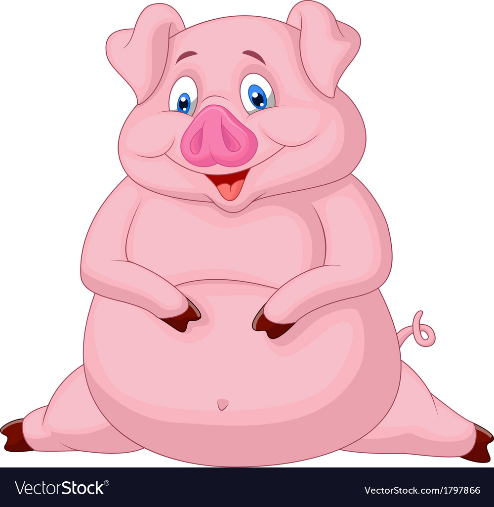 Fat Pig Cartoon Royalty Free Vector Image VectorStock