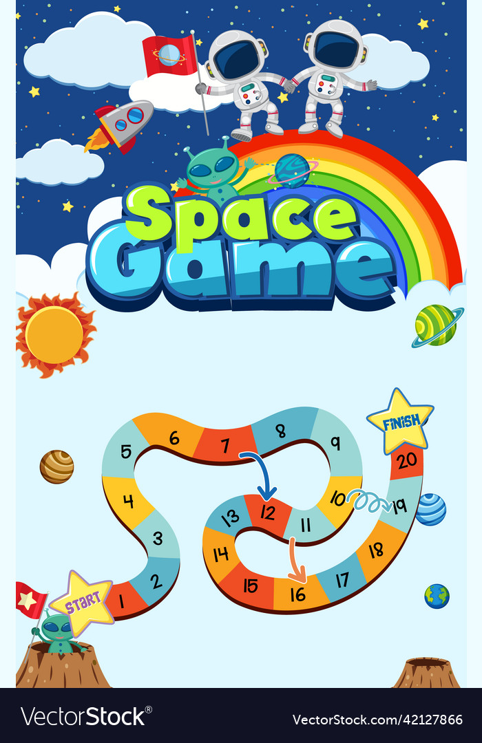 Game template with space theme background vector image Game template with space theme background