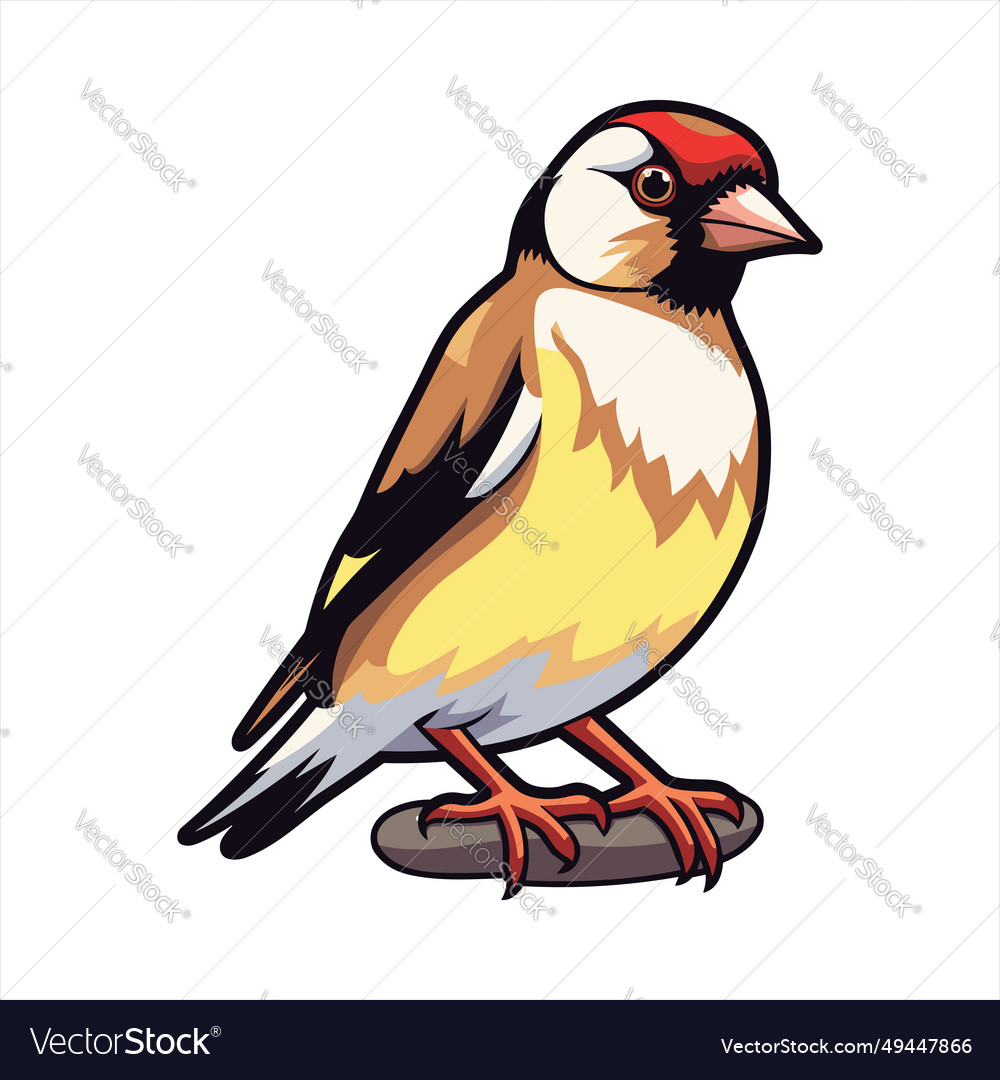 Goldfinch cute funny cartoon kawaii clipart Vector Image