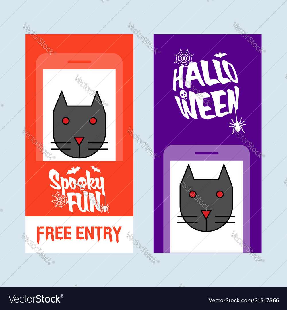 Happy halloween invitation design with cat vector image Happy halloween invitation design with cat