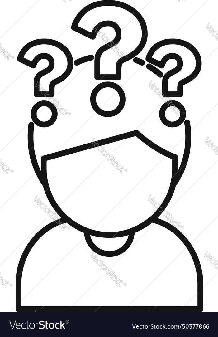 Memory lost question icon outline person Vector Image