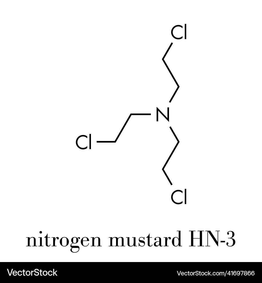 Nitrogen mustard hn3 molecule used as blister Vector Image