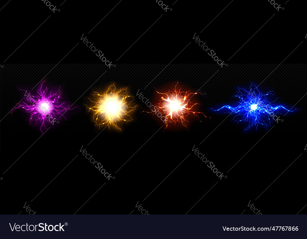 Realistic bolt circle with lightning explosion Vector Image