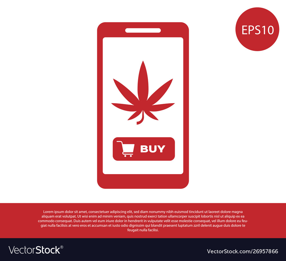 Rotes Mobiltelefon und medizinisches Marihuana oder Cannabis