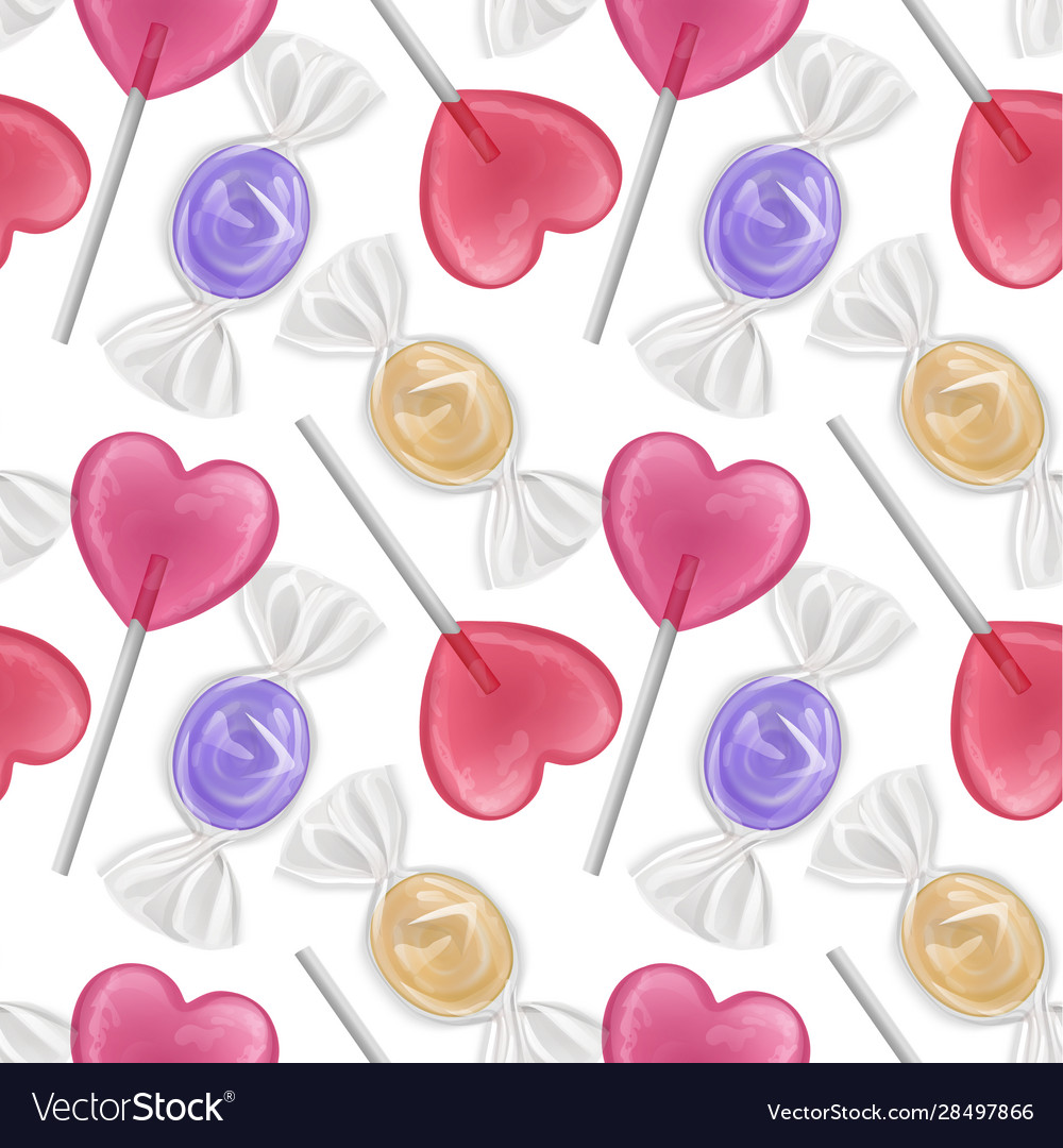 Seamless pattern with realistic sweets colorful