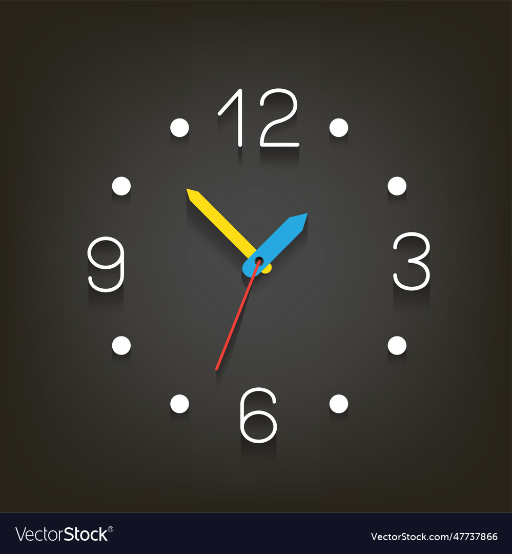 White round clock timer with shadow on dark vector image White round clock timer with shadow on dark