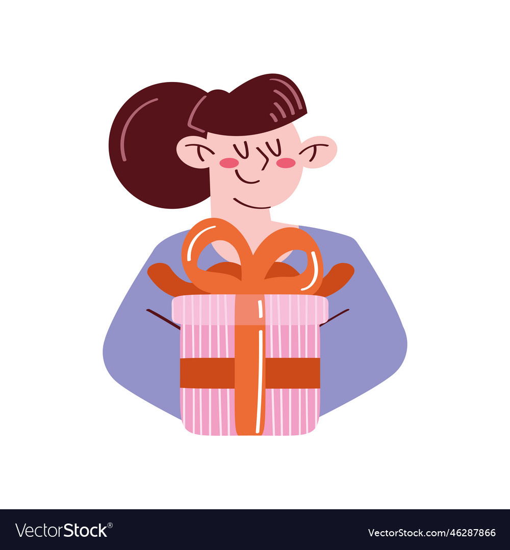 Woman with gift box