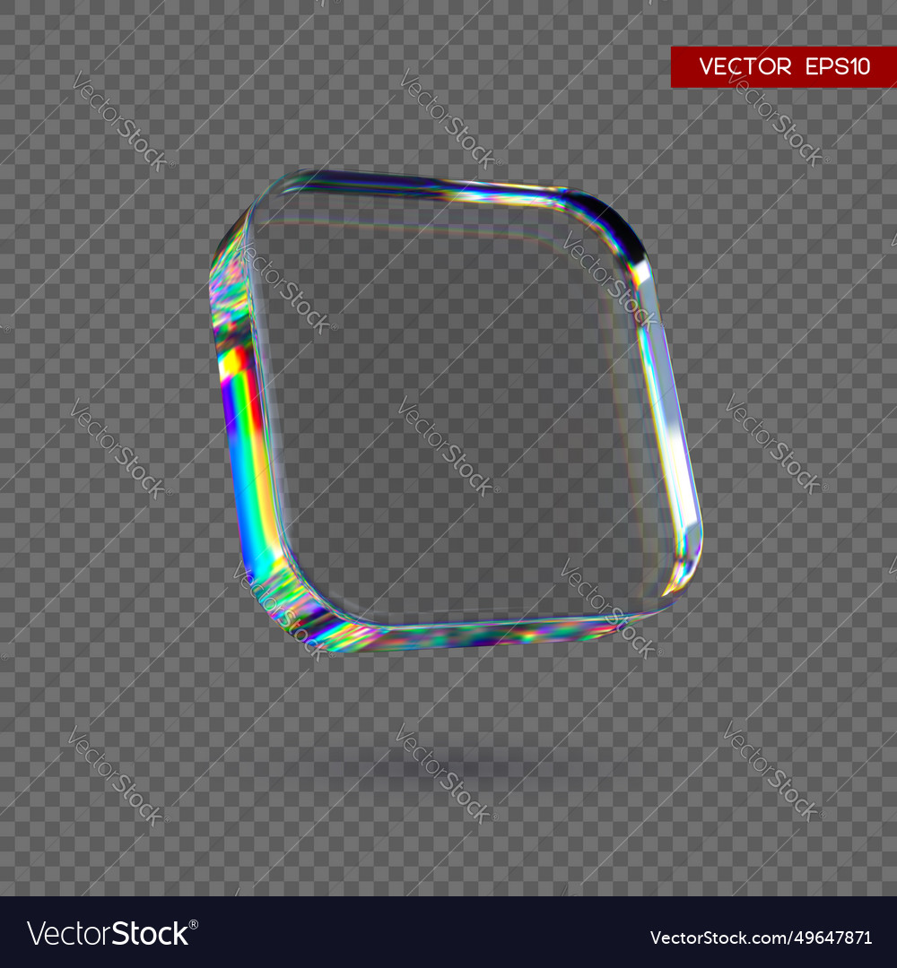 3d transparent glossy cube with dispersion effect vector image 3d transparent glossy cube with dispersion effect