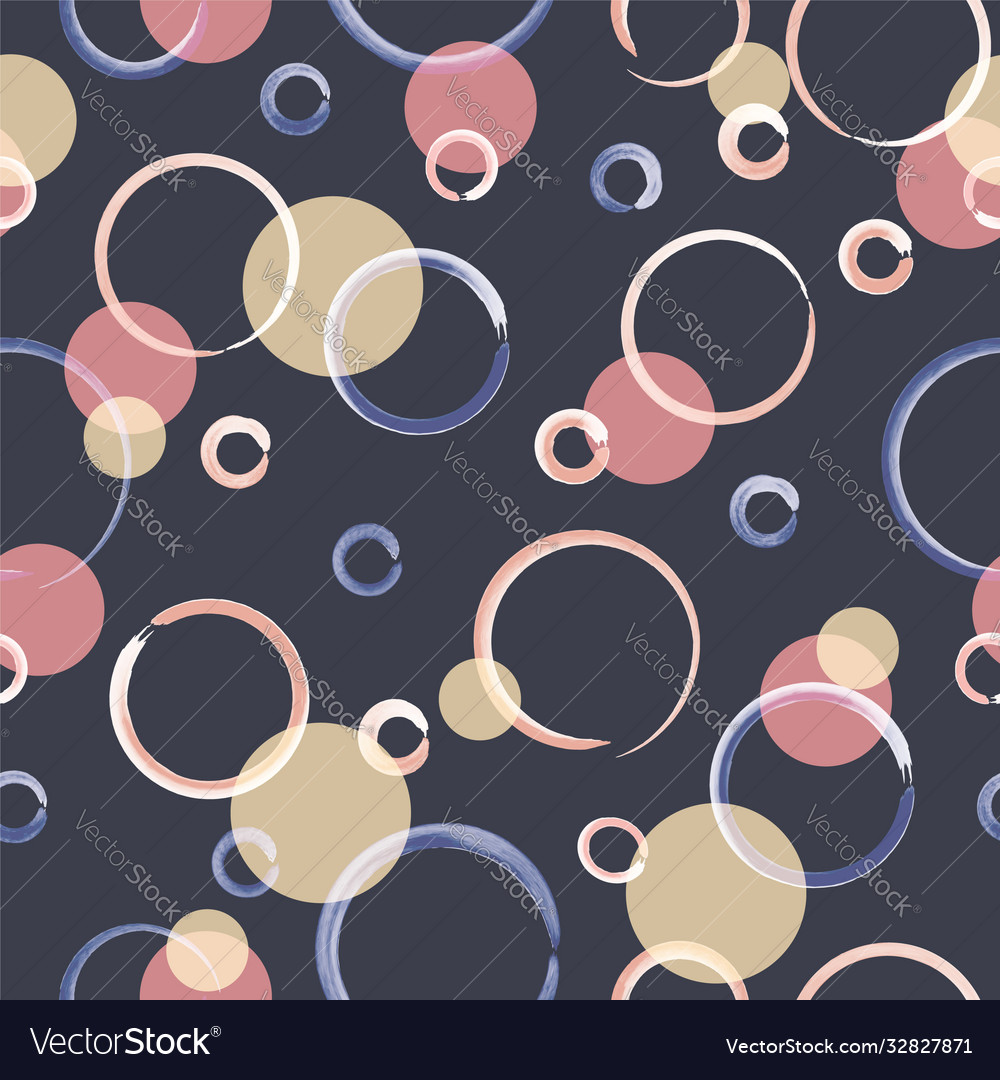 Blue pink yellow circles seamless pattern