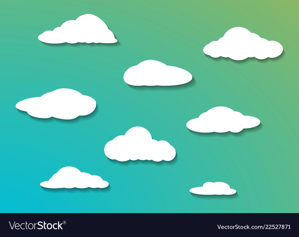 Cloud icon set gradient shadow vector image Cloud icon set gradient shadow