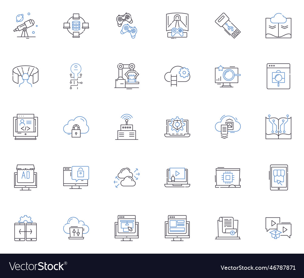 Cyber appliances line icons collection Royalty Free Vector