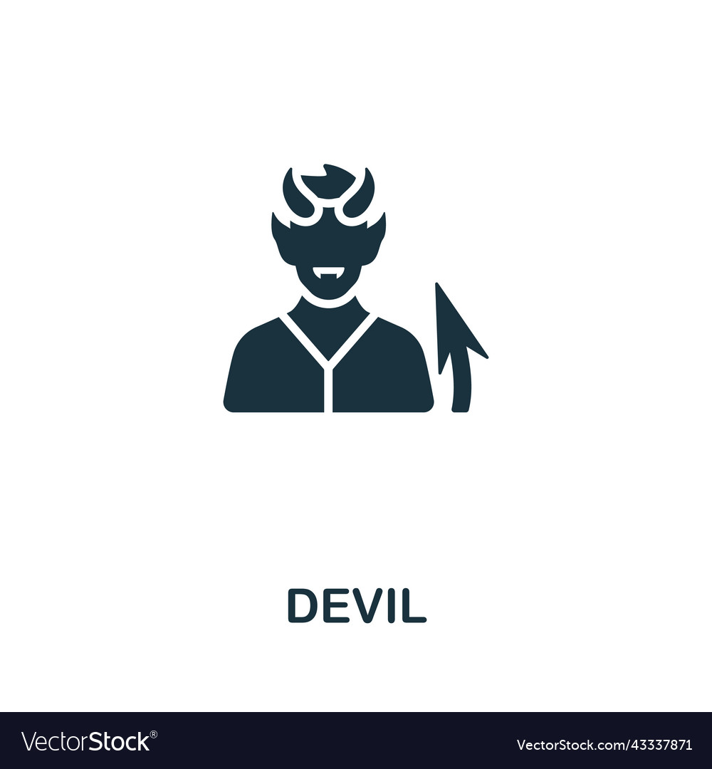 Devil icon monochrome simple line game element