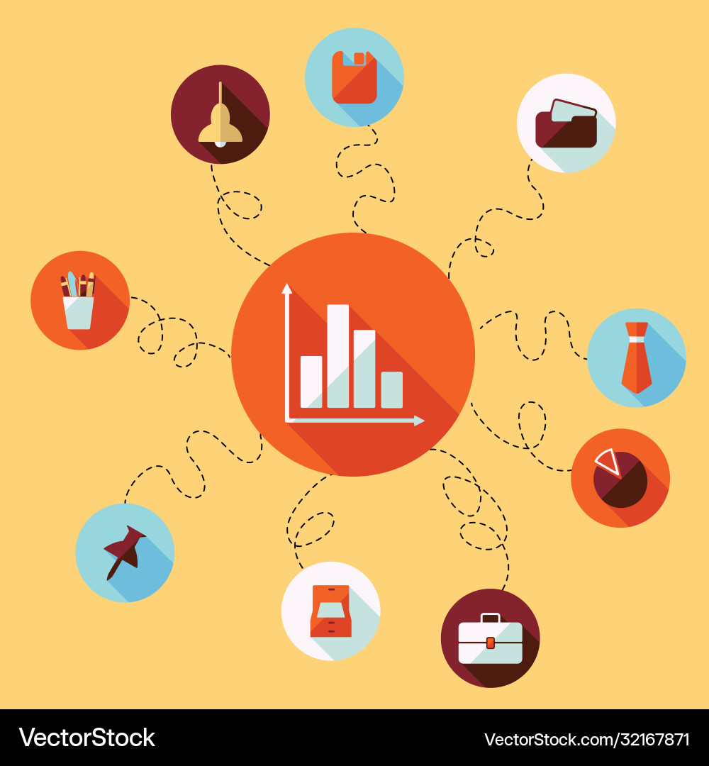Flat concept set modern design with shadow office Vector Image