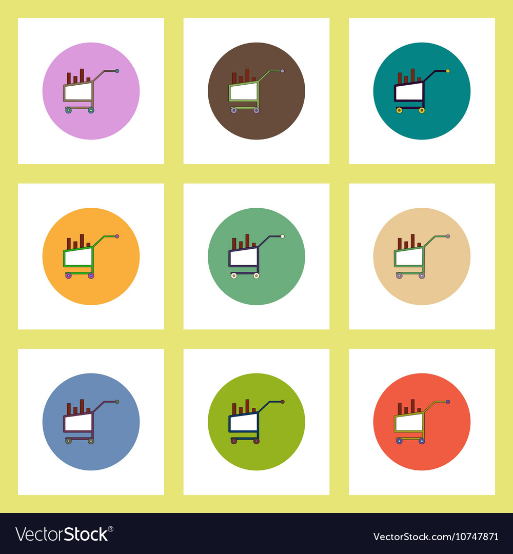 Flat icons set of column chart in trolley concept
