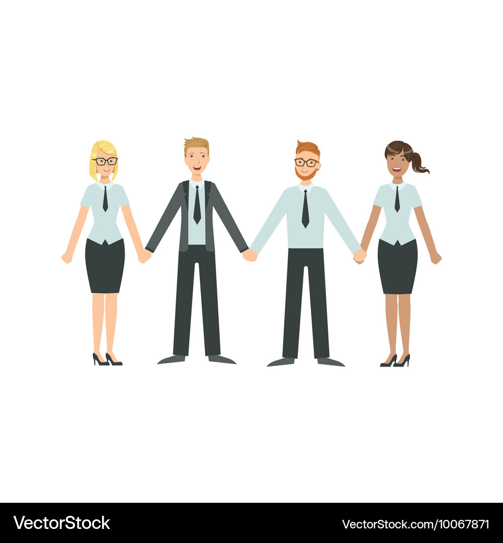 Managers Holding Hands Teamwork Royalty Free Vector Image