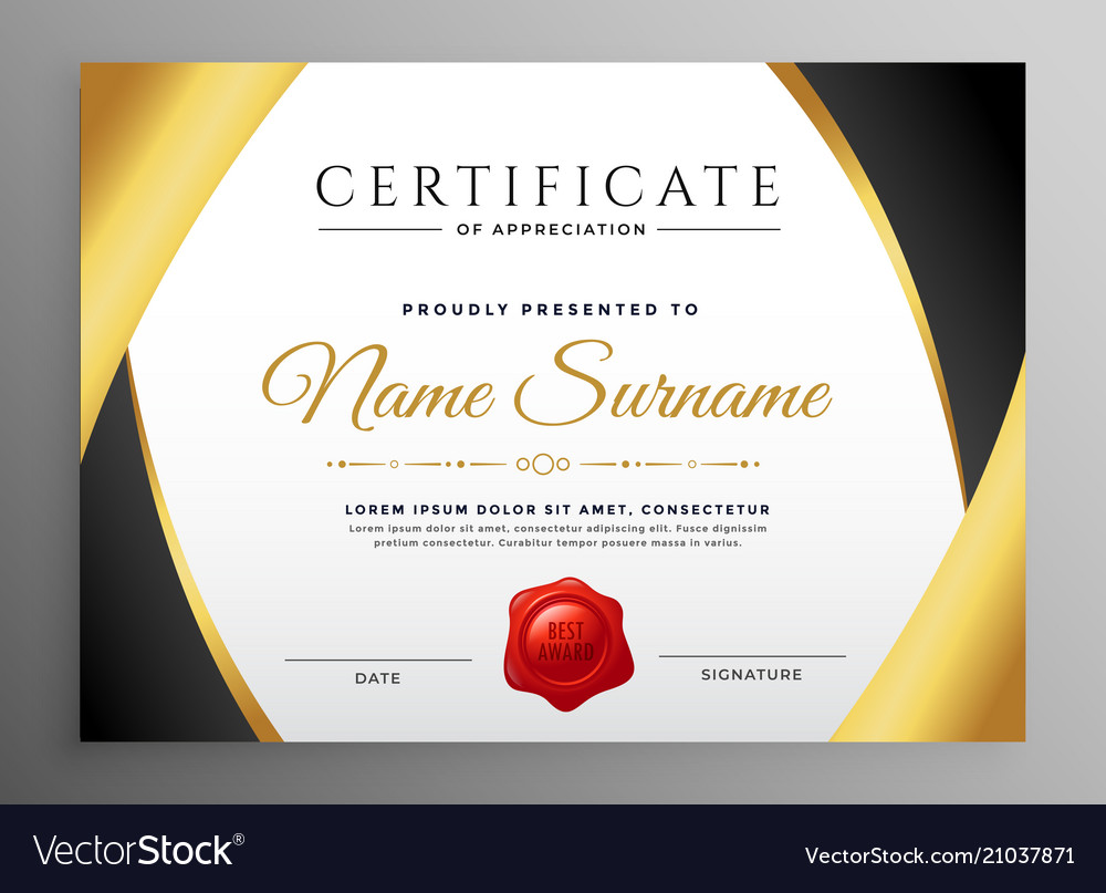 Premium certificate of appreciation template Vector Image Regarding Free Template For Certificate Of Recognition