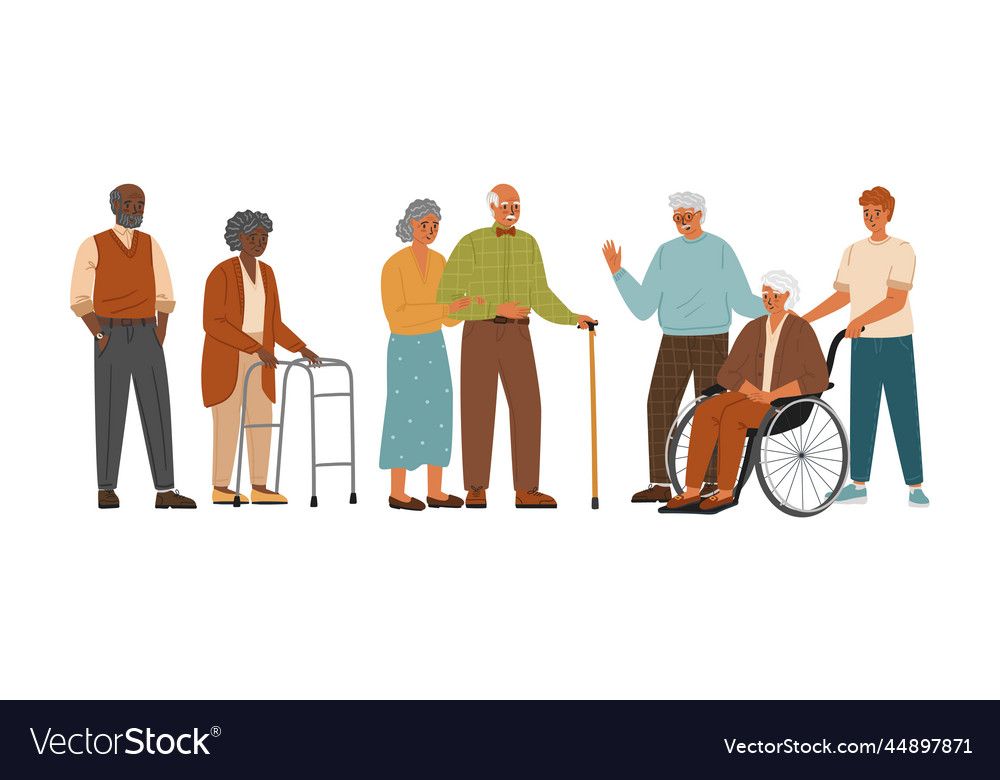 Senior People Characters Set Isolated Royalty Free Vector