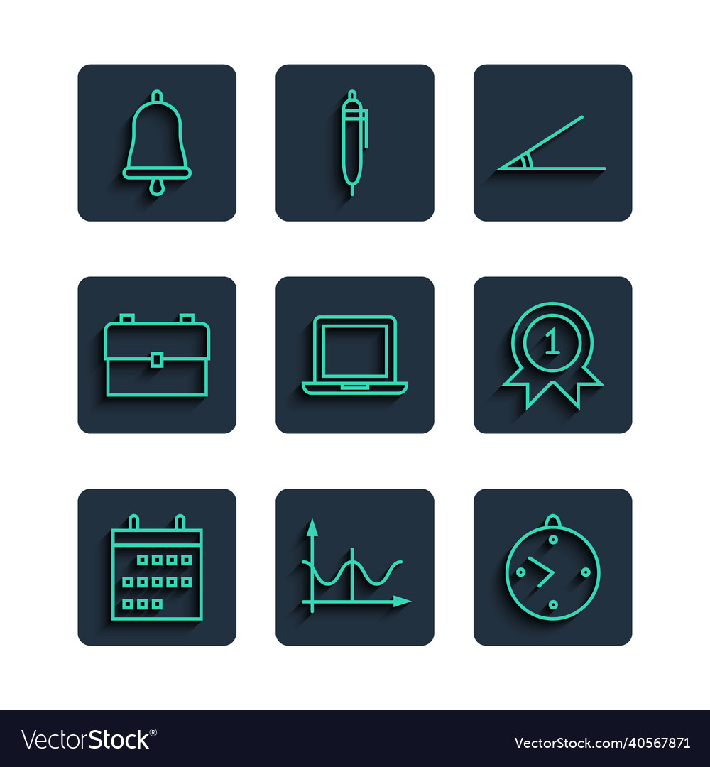Set line calendar graph schedule chart diagram vector image Set line calendar graph schedule chart diagram