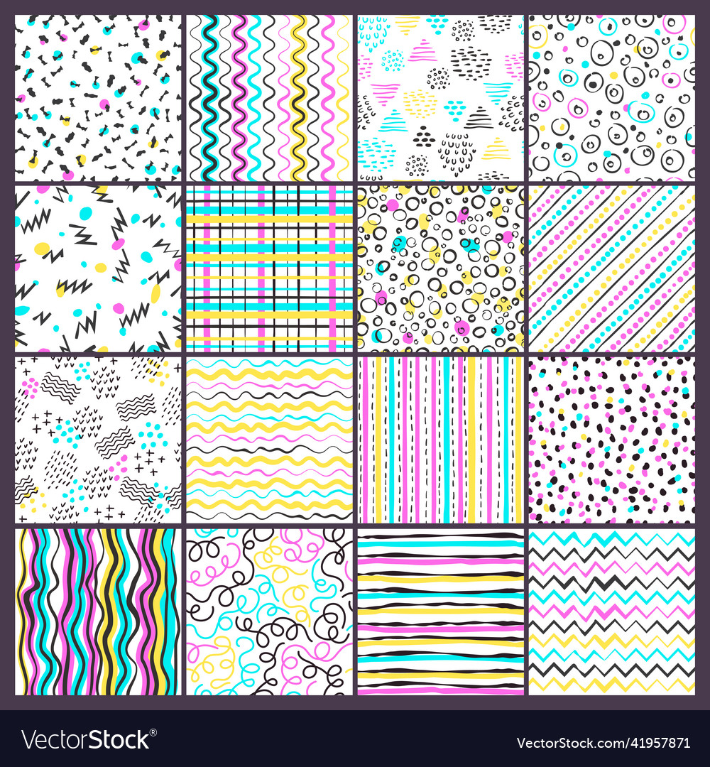 Simple line pattern childish style colored shapes Vector Image Simple line pattern childish style colored shapes