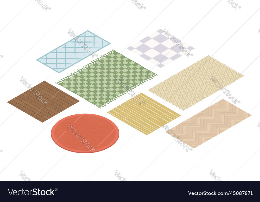 Textile carpets modern isometric colorful Vector Image