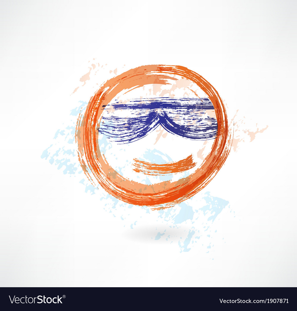 Yellow face in sunglasses grunge icon