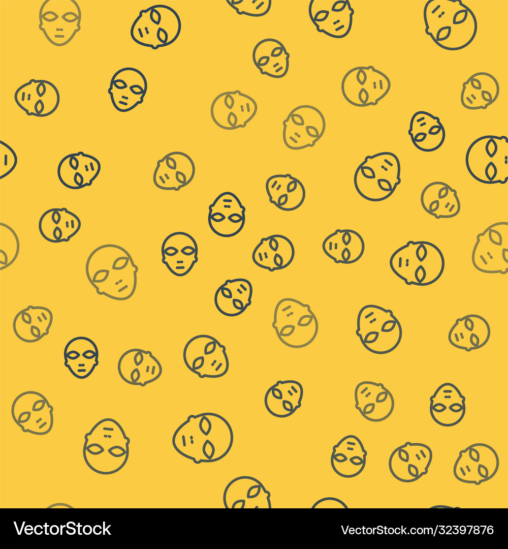 Blue line alien icon isolated seamless pattern Vector Image