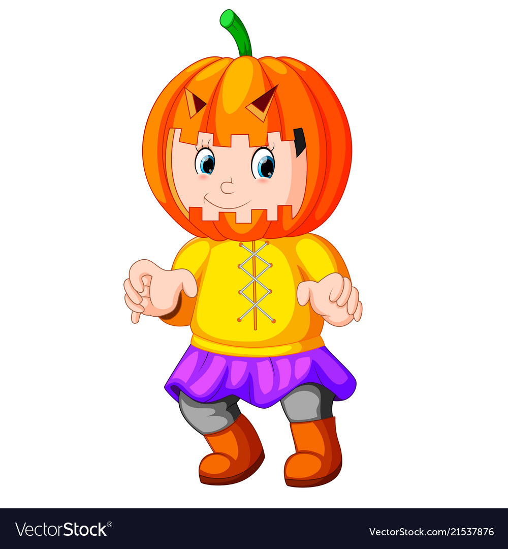 Cute kid wearing scarecrow costume Royalty Free Vector Image