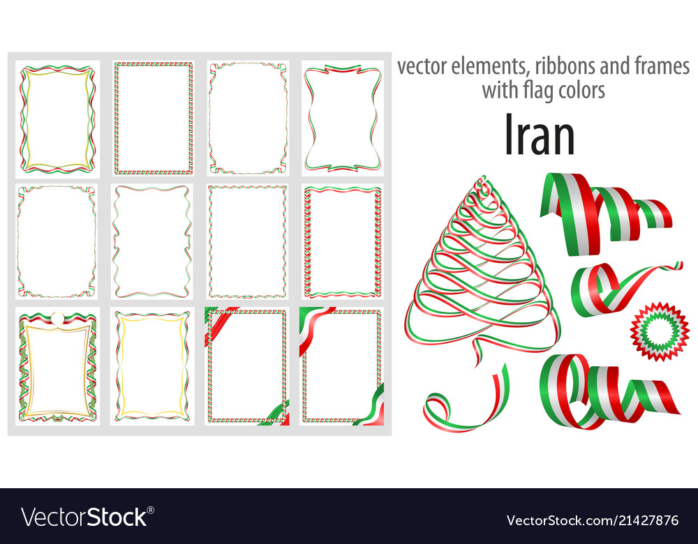 Elements ribbons and frames with flag colors iran Vector Image Elements ribbons and frames with flag colors iran