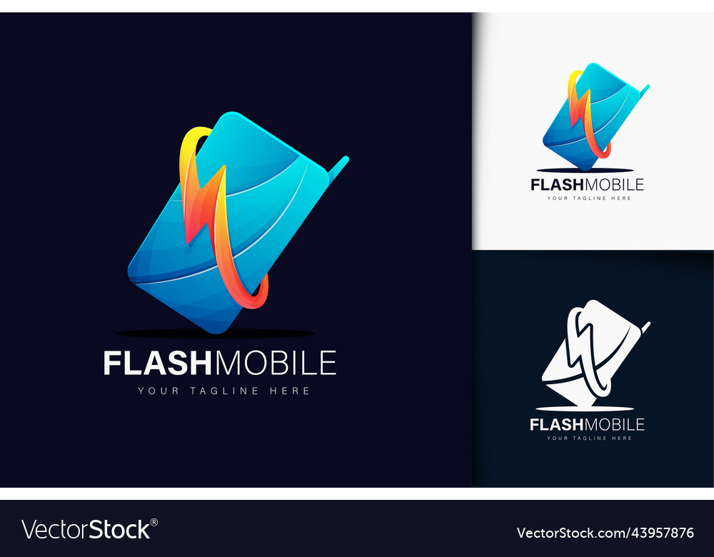 Flash mobile logo design with gradient vector image Flash mobile logo design with gradient