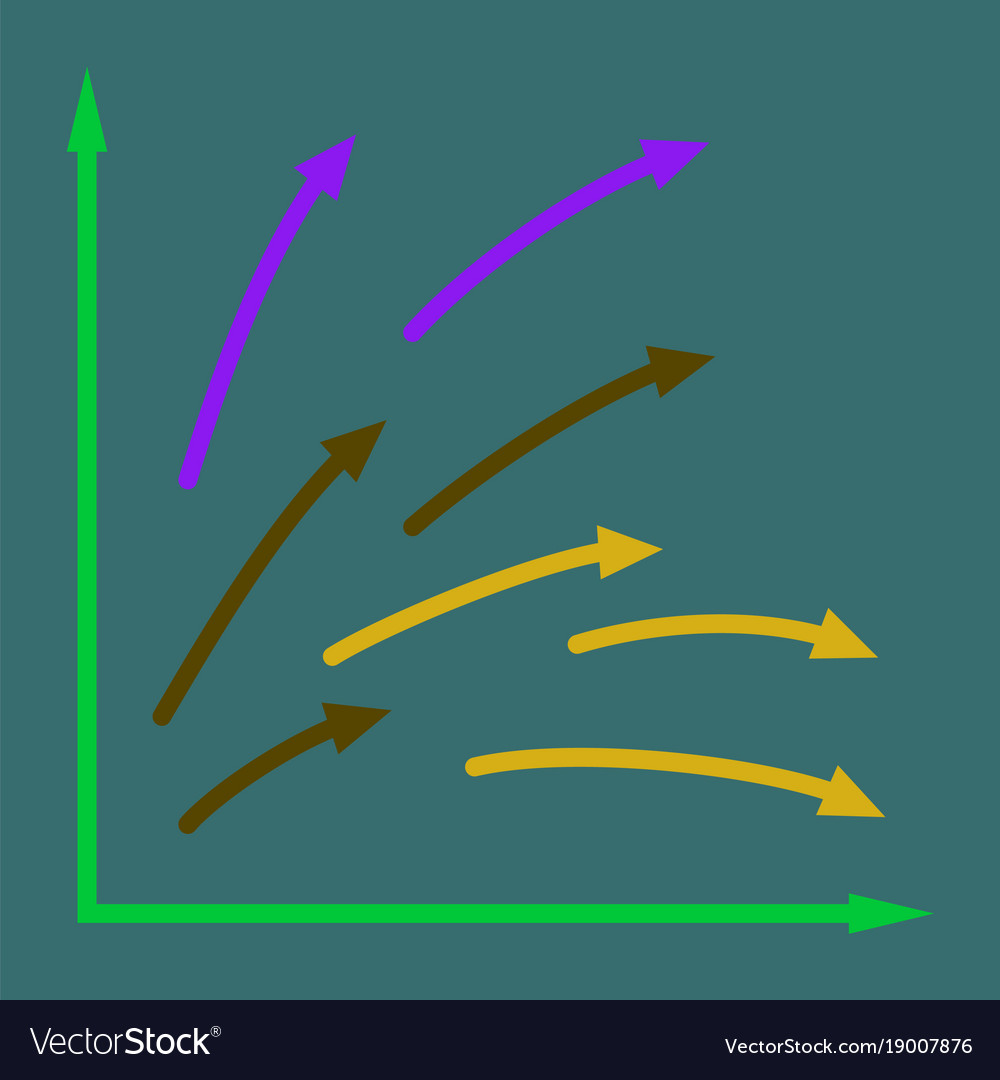 Flat icon on stylish background arrow chart