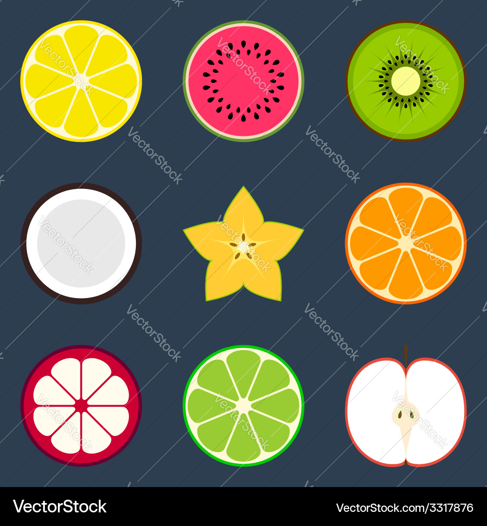 Fruit icon set Royalty Free Vector Image - VectorStock