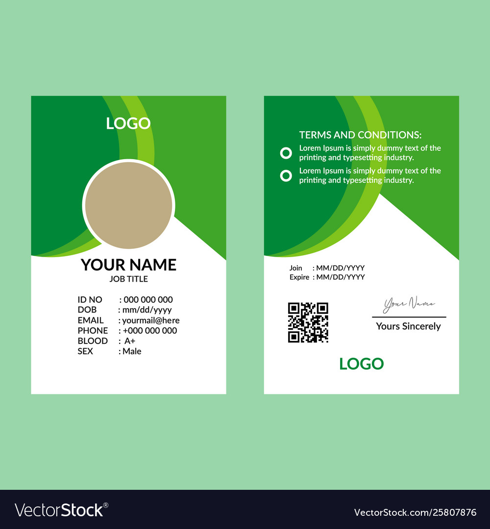 Green Id Card 17 Royalty Free Vector Image - Vectorstock