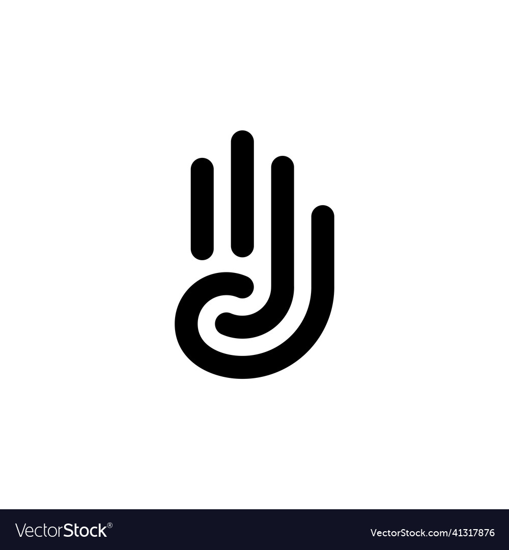 Hand palm four finger logo icon Royalty Free Vector Image