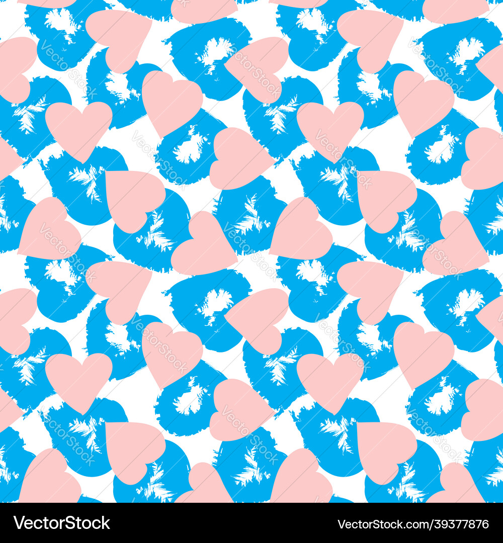 Heart shaped brush stroke seamless pattern Vector Image