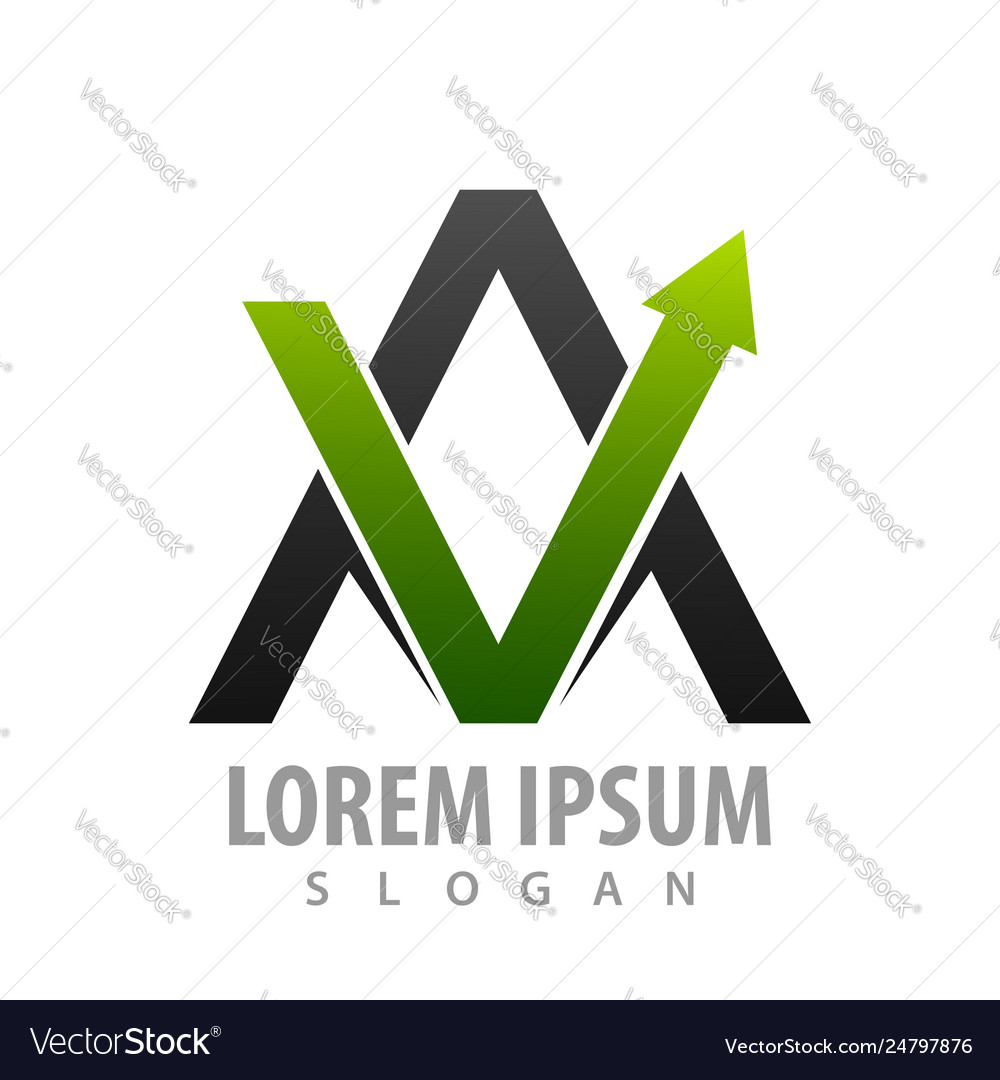 Initial letter av with green arrow up concept Vector Image