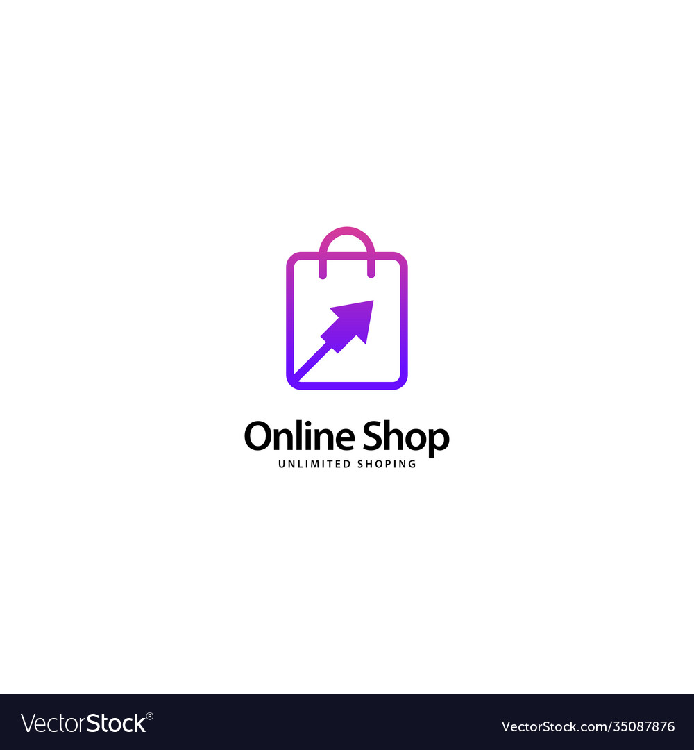 Online Shop Logo Outline Monoline Royalty Free Vector Image