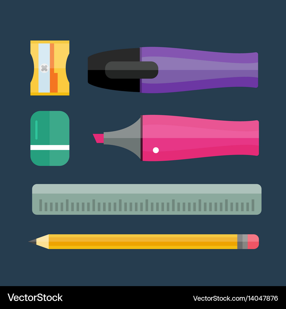 Paint and writing tools collection flat style Vector Image