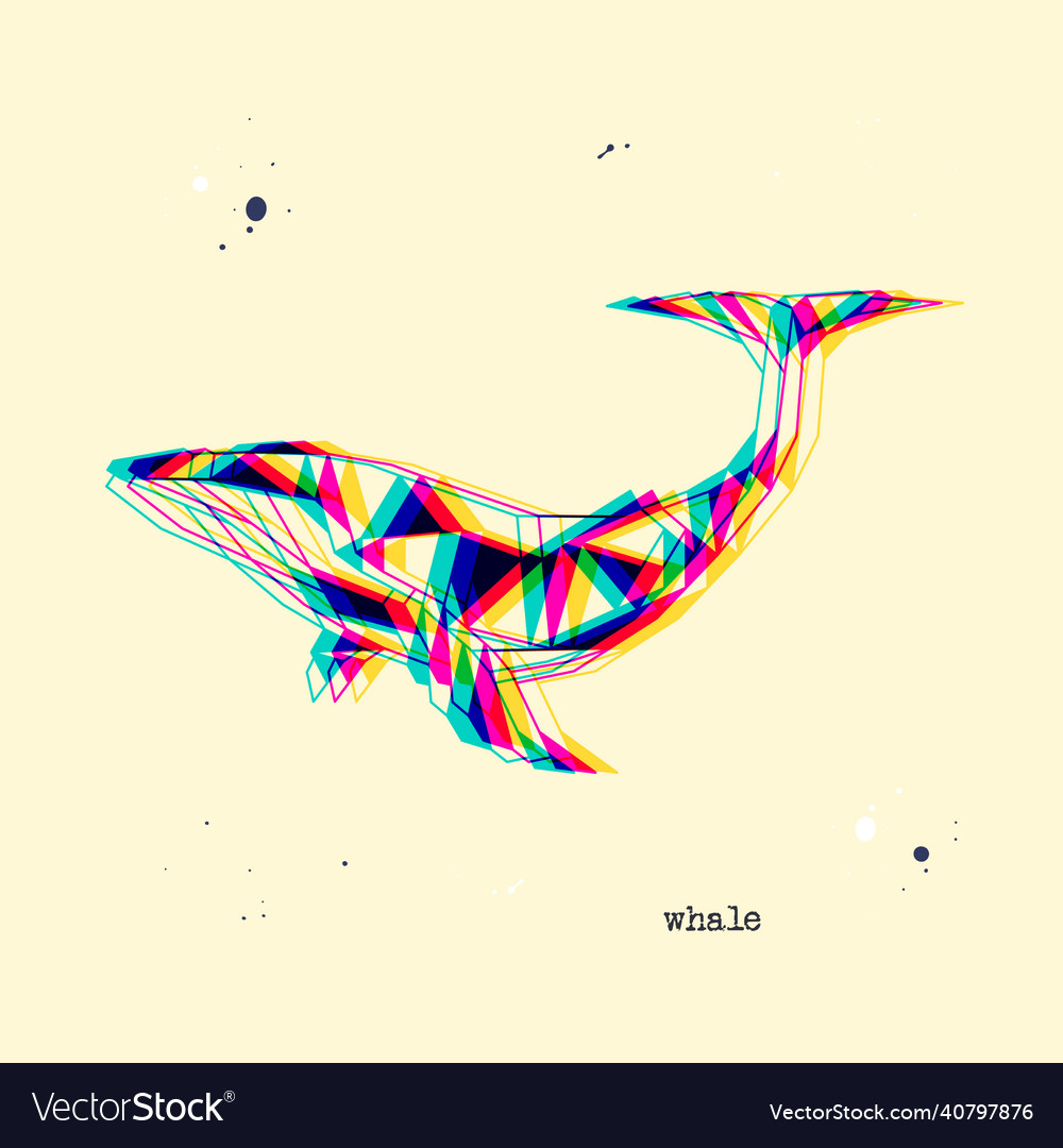 Polygon stereoscopic whale silhouette low poly