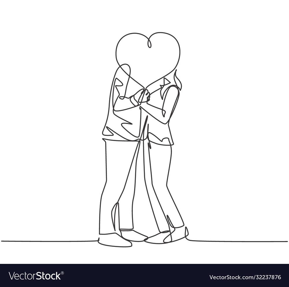 Romantic love concept one single line drawing Vector Image