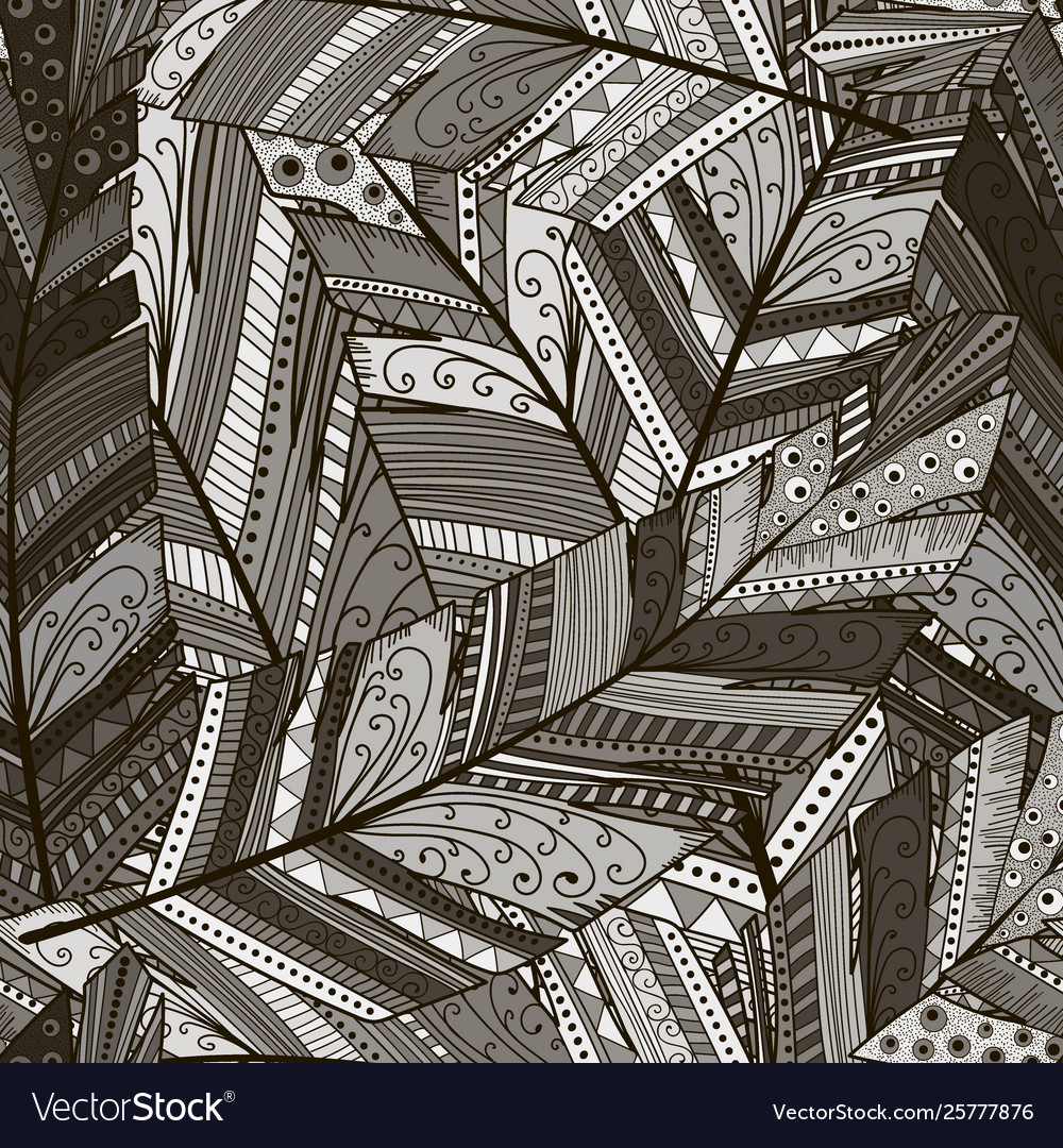 Seamless pattern with abstract featherhand draw vector image Seamless pattern with abstract featherhand draw