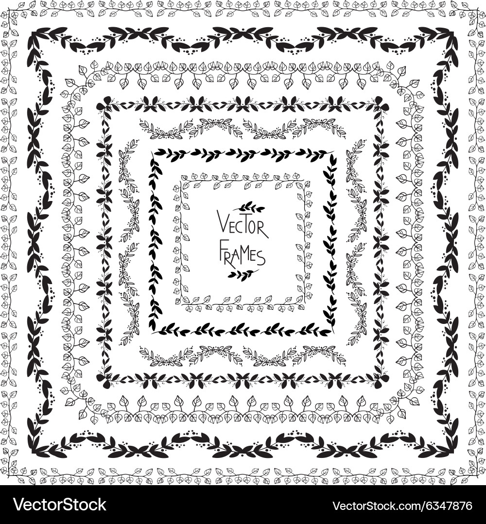 Set decorative elements square frames Royalty Free Vector