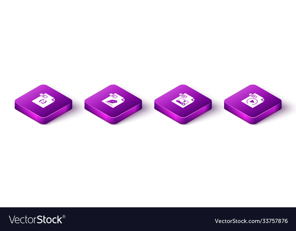 Set isometric js file document ai gif and icon Vector Image