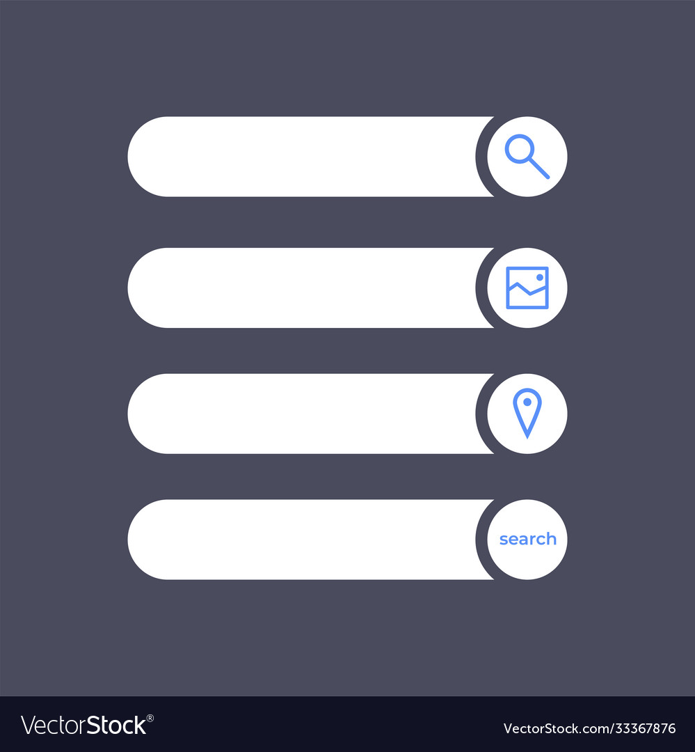 Set search bars flat web design elements