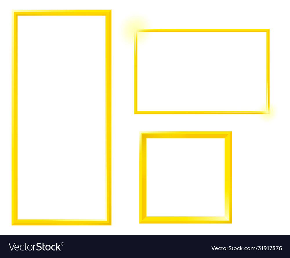 Set three golden frames Royalty Free Vector Image