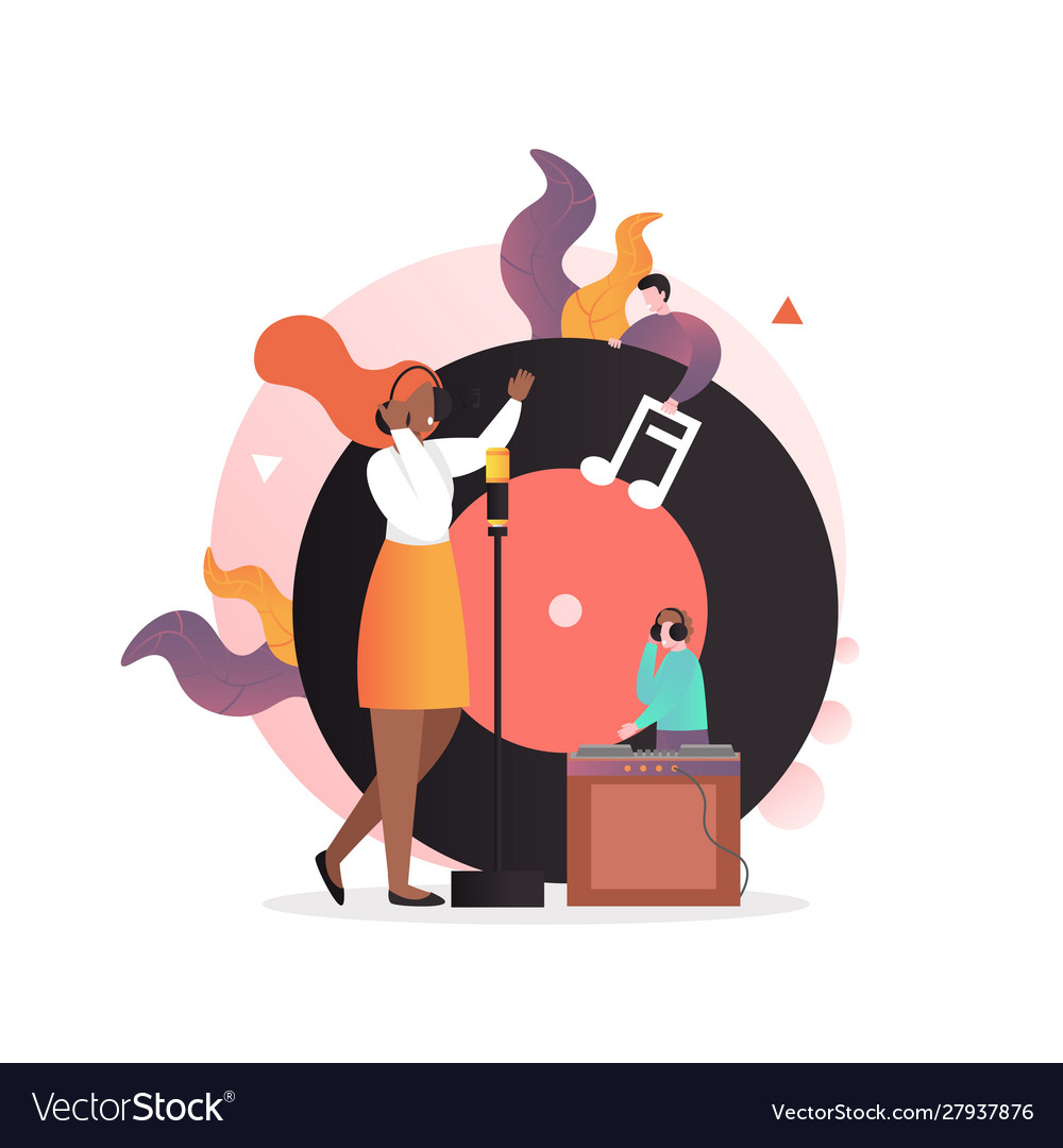 Singer concept for web banner website page Vector Image