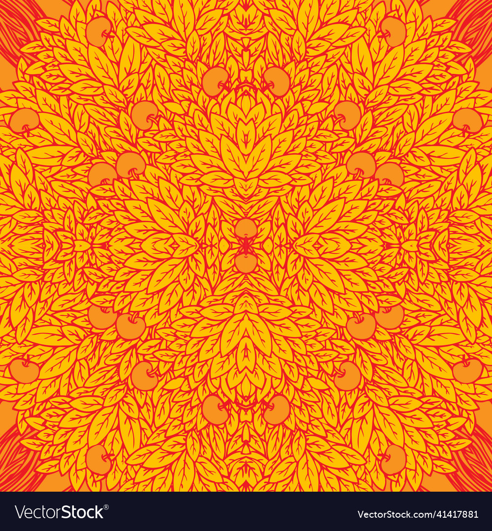 Autumn apple tree seamless pattern vector image Autumn apple tree seamless pattern