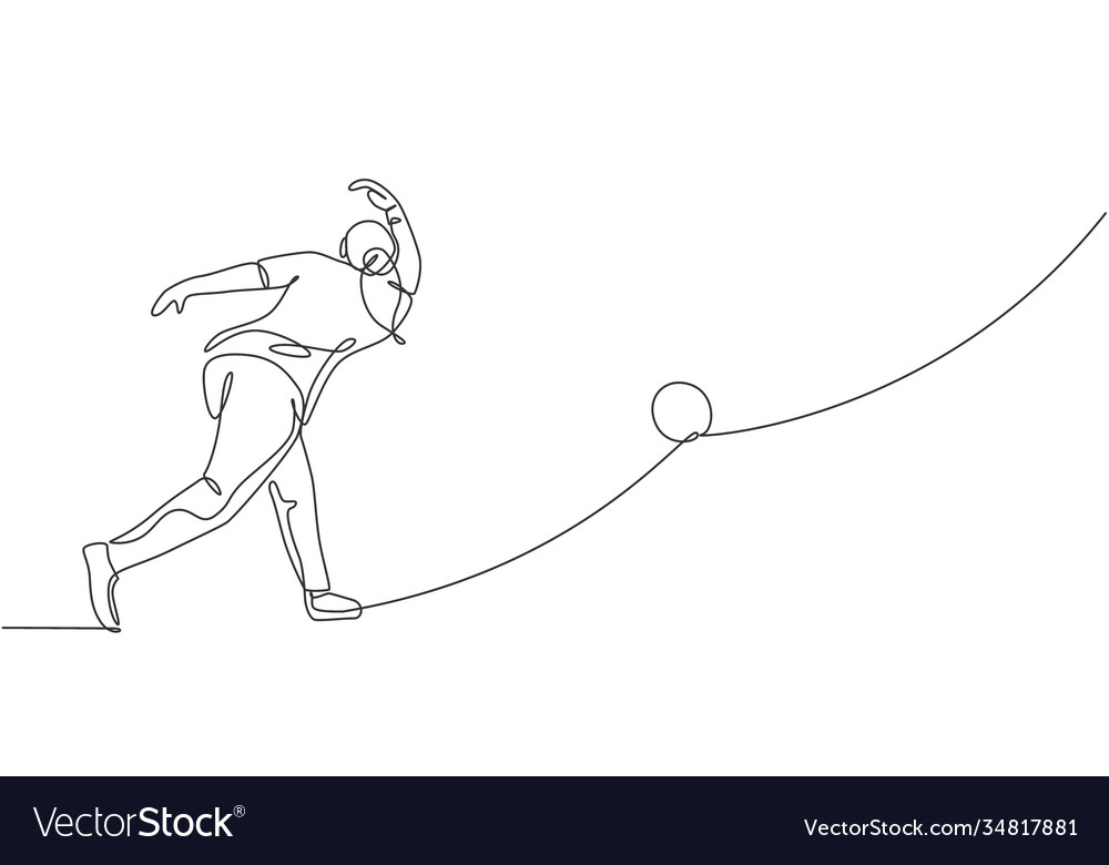 Bowling Player - Continuous Line Art