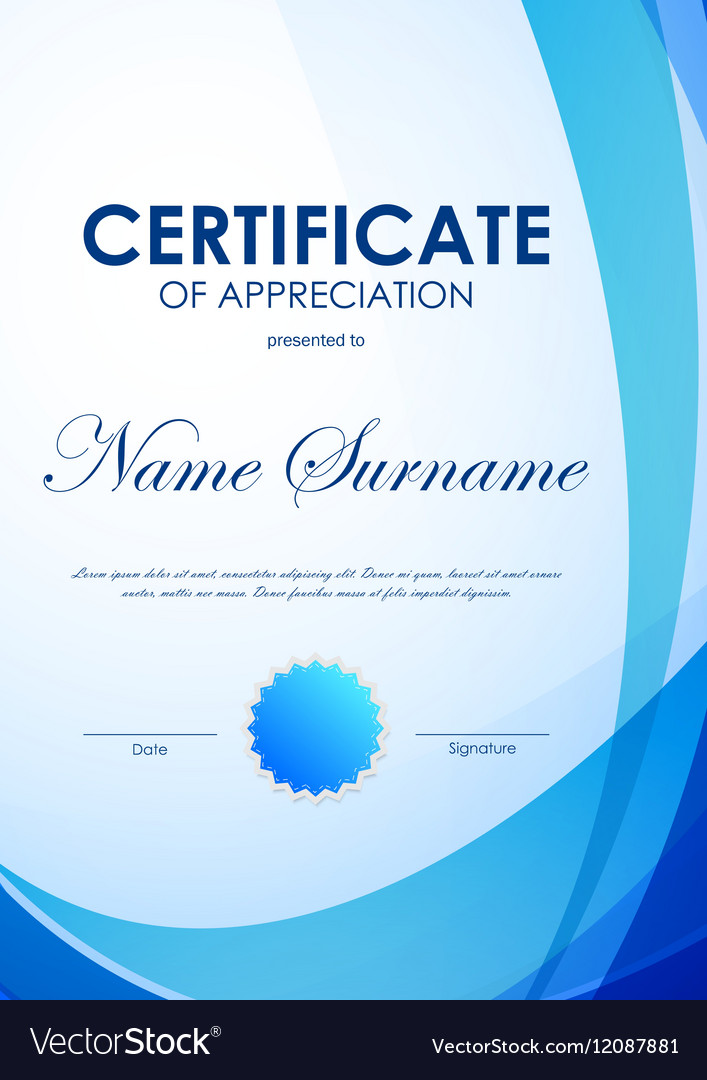 Certificate Appreciation Template Royalty Free Vector Image Certificate Appreciation Template Royalty Free Vector Image